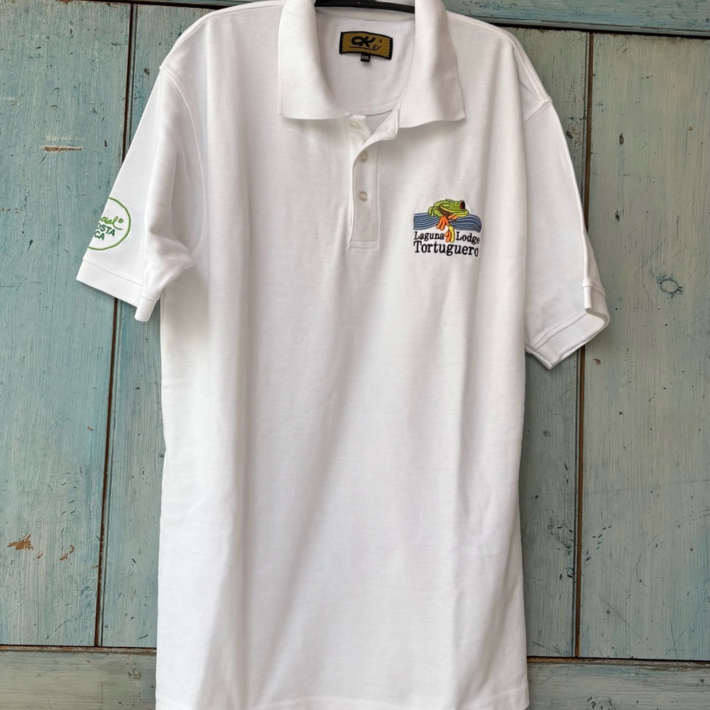 From Costa Rica, Men’s Laguna Lodge Tortuguero, Frog Embroidered Polo Shirt - Picture 12 of 12
